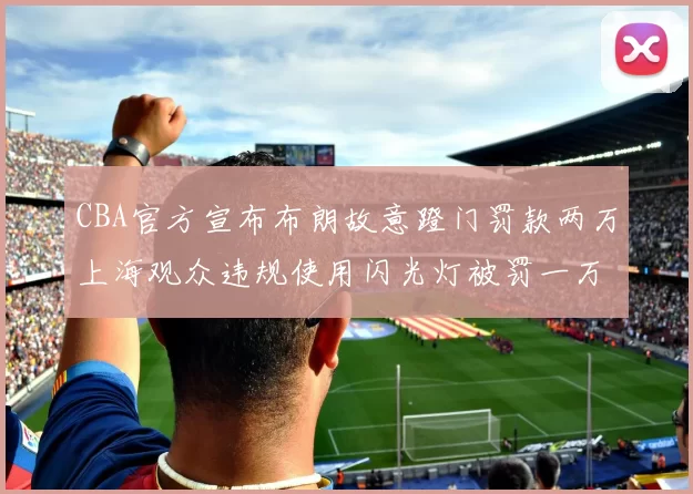 CBA官方宣布布朗故意蹬门罚款两万上海观众违规使用闪光灯被罚一万